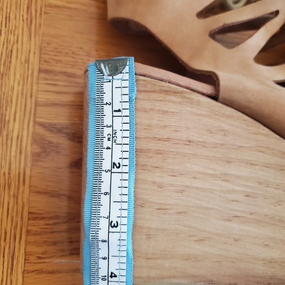 Musse & Cloud Camel Color Leather Bohemian Lace Up Platform Sandals Women's 10 - Picture 15 of 15